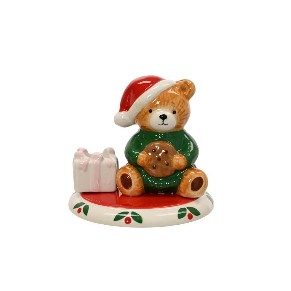 PORTACANDELA ORSO PORCELLANA CON REGALO H.10